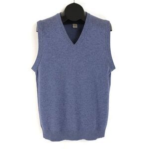 L.L. Bean Lambswool Sweater Vest Men's Medium Tall Blue Pullover V-Neck Knit